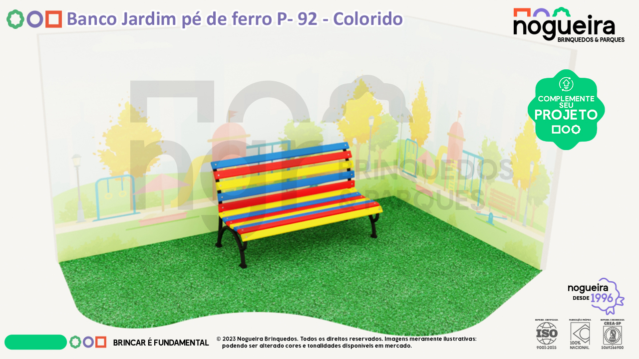 Banco Jardim pé de ferro P- 92 - Colorido